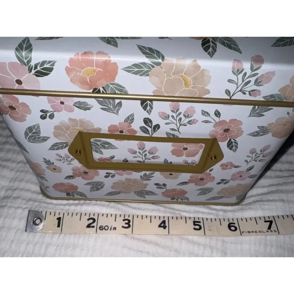 New Flower Floral Kirklands Tin Recipe Box W/Kitchen Food Cooking Category Cards